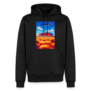 Australia Uluru Retro Poster Souvenir - Männer Premium Bio Hoodie - Schwarz - Vorne - Nico (187cm)