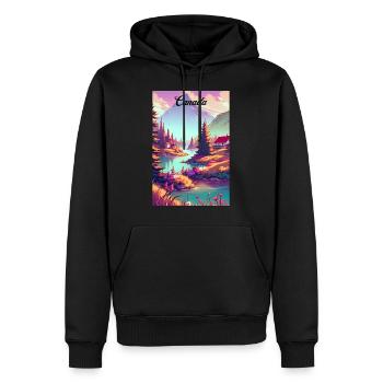Canada Montagnes Affiche Vintage Souvenir - Sweat à capuche Premium bio Homme - noir - Devant - Nico (187cm)