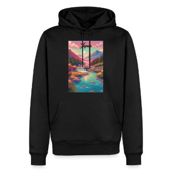 Japon Rétro Paysage Affiche Vintage Souvenir - Sweat à capuche Premium bio Homme - noir - Devant - Nico (187cm)