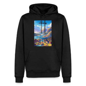 Norway Fjord Retro Poster Vintage Souvenir - Männer Premium Bio Hoodie - Schwarz - Vorne - Nico (187cm)