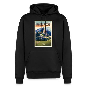 Machu Picchu Retro Poster Vintage Souvenir - Men’s Premium Organic Hoodie - black - Front - Nico (187cm)