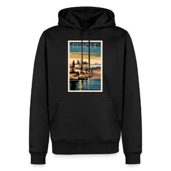 Prague Retro Poster Vintage Souvenir - Männer Premium Bio Hoodie - Schwarz - Vorne - Nico (187cm)