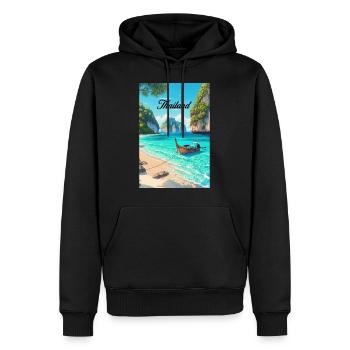 Thailand Beach Affiche Rétro Souvenir Vintage - Sweat à capuche Premium bio Homme - noir - Devant - Nico (187cm)