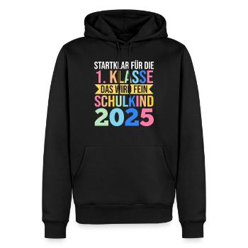 Kita Abschied Erste Klasse Einschulung 2025 - Männer Premium Bio Hoodie - Schwarz - Vorne - Nico (187cm)