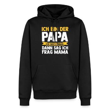 Père Équipe Papa - Sweat à capuche Premium bio Homme - noir - Devant - Nico (187cm)