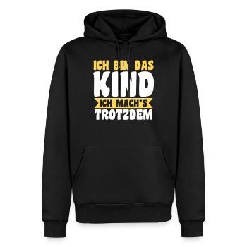 Fille Fils - Sweat à capuche Premium bio Homme - noir - Devant - Nico (187cm)