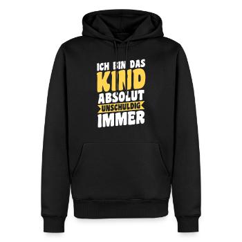 Fille Fils - Sweat à capuche Premium bio Homme - noir - Devant - Nico (187cm)
