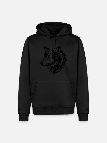 Wolf Head - Men’s Premium Organic Hoodie - black