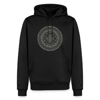 Beige aux chandelles - Mandala fait avec amour - Sweat à capuche Premium bio Homme - noir - Devant - Nico (187cm)