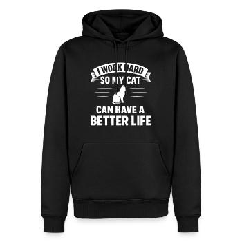 Pour une meilleure vie de chat - Sweat à capuche Premium bio Homme - noir - Devant - Nico (187cm)