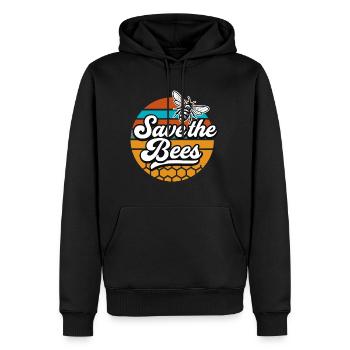 Save the Bees Retro - Männer Premium Bio Hoodie - Schwarz - Vorne - Nico (187cm)