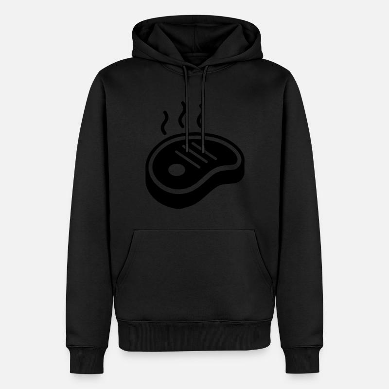 Icône de steak Silhouette - Sweat à capuche Premium bio Homme - noir
