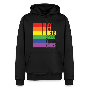 Gay By Birth Proud By Choice - Männer Premium Bio Hoodie - Schwarz - Vorne - Nico (187cm)