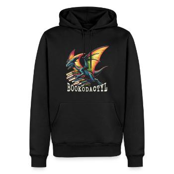 Dinosaurs and Reading Pterodactyl with Books - Men’s Premium Organic Hoodie - black - Front - Nico (187cm)
