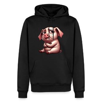 Süßes störrisches Cartoon Schwein mit verschränkte - Männer Premium Bio Hoodie - Schwarz - Vorne - Nico (187cm)