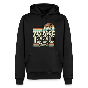 Vintage 1990 Classic, Cadeau D'anniversaire 33 Ans - Sweat à capuche Premium bio Homme - noir - Devant - Nico (187cm)