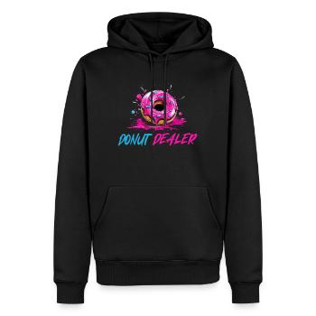 Pink Donut Dealer - Männer Premium Bio Hoodie - Schwarz - Vorne - Nico (187cm)
