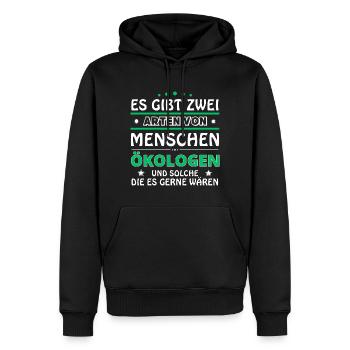 Cadeau écologiste - Deux types de... Concevoir - Sweat à capuche Premium bio Homme - noir - Devant - Nico (187cm)