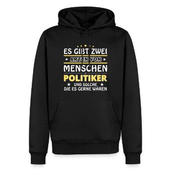 Politician Gift - Two Types of... Design - Men’s Premium Organic Hoodie - black - Front - Nico (187cm)