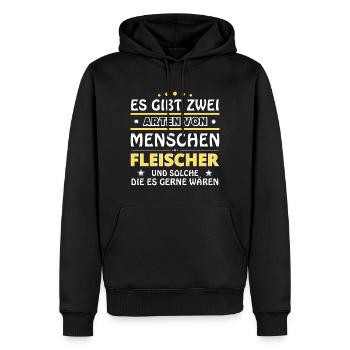 Butcher's Gift - Two Types of... Design - Men’s Premium Organic Hoodie - black - Front - Nico (187cm)