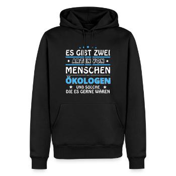 Cadeau écologiste - Deux types de... Concevoir - Sweat à capuche Premium bio Homme - noir - Devant - Nico (187cm)