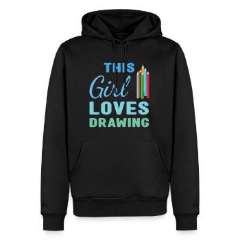 Tiroir Cette fille aime dessiner - Sweat à capuche Premium bio Homme - noir - Devant - Nico (187cm)
