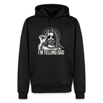 I'm telling Dad - Men’s Premium Organic Hoodie - black - Front - Nico (187cm)