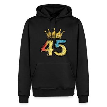 Couronne à 45 chiffres - Sweat à capuche Premium bio Homme - noir - Devant - Nico (187cm)