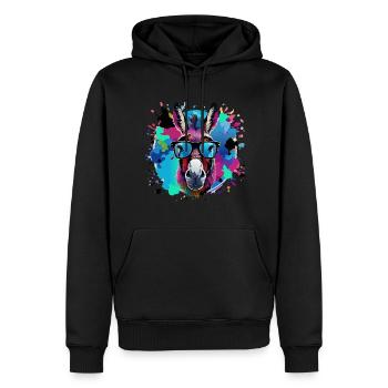 Esel,graffiti ,malerei , bunt,Nerd - Männer Premium Bio Hoodie - Schwarz - Vorne - Nico (187cm)