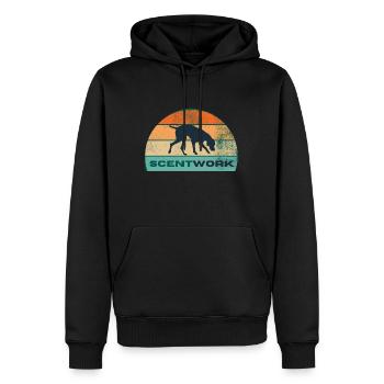 Ich trainiere SCENTWORK - Sonne - Männer Premium Bio Hoodie - Schwarz - Vorne - Nico (187cm)