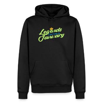 Les légendes sont nées en janvier - Sweat à capuche Premium bio Homme - noir - Devant - Nico (187cm)
