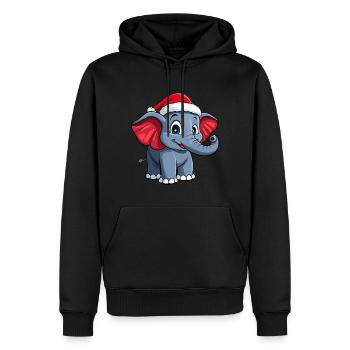 Père Noël éléphant - Sweat à capuche Premium bio Homme - noir - Devant - Nico (187cm)