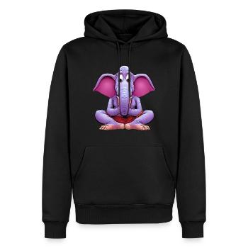 Éléphant Yogi - Sweat à capuche Premium bio Homme - noir - Devant - Nico (187cm)