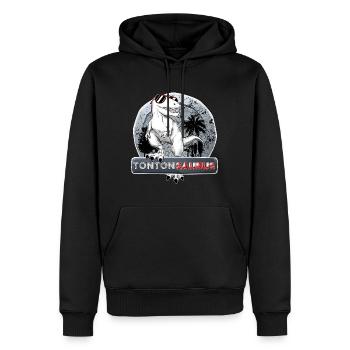 Tontonsaurus Mein Tonton Dinosaurier Tearing - Männer Premium Bio Hoodie - Schwarz - Vorne - Nico (187cm)