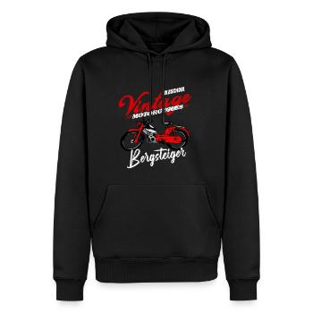 Zündapp Bergsteiger MD 25 Mofa Kult - Männer Premium Bio Hoodie - Schwarz - Vorne - Nico (187cm)