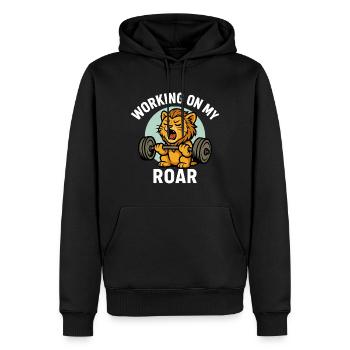 Lion fort avec haltère - design de fitness - Sweat à capuche Premium bio Homme - noir - Devant - Nico (187cm)