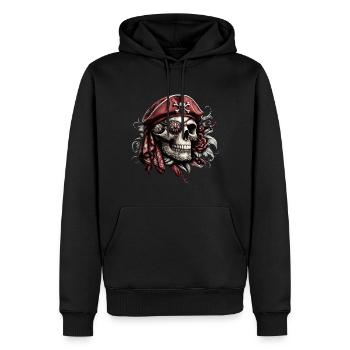 Totenkopf Pirat Steampunk - Männer Premium Bio Hoodie - Schwarz - Vorne - Nico (187cm)