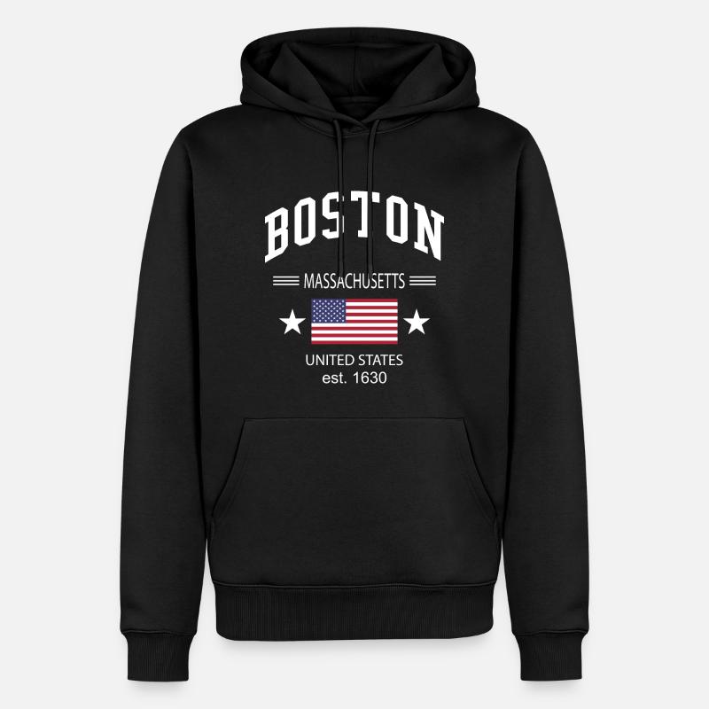 Boston - Männer Premium Bio Hoodie - Schwarz