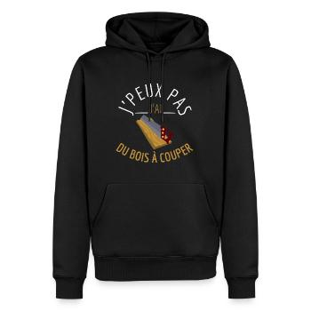 J'Peux Pas J'Ai du Bois à Couper - Sweat à capuche Premium bio Homme - noir - Devant - Nico (187cm)