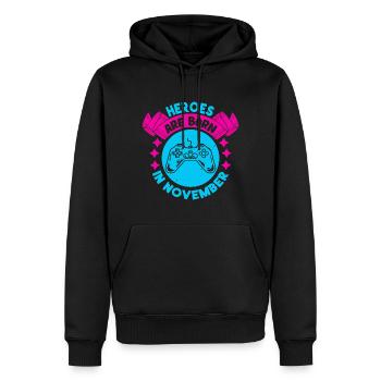 Heroes are born in November - Gamer Design - Men’s Premium Organic Hoodie - black - Front - Nico (187cm)