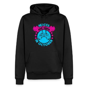 Heroes are born in October - Gamer Design - Men’s Premium Organic Hoodie - black - Front - Nico (187cm)