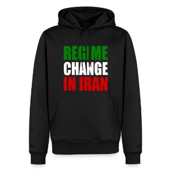 Regime change in iran - Sweat à capuche Premium bio Homme - noir - Devant - Nico (187cm)