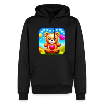 Cute teddy bear with hearts - Men’s Premium Organic Hoodie - black - Front - Nico (187cm)