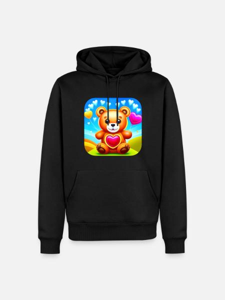 Cute teddy bear with hearts - Men’s Premium Organic Hoodie - black