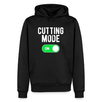 Mode de coupe ON Gym Musculation Poids Entraînement - Sweat à capuche Premium bio Homme - noir - Devant - Nico (187cm)