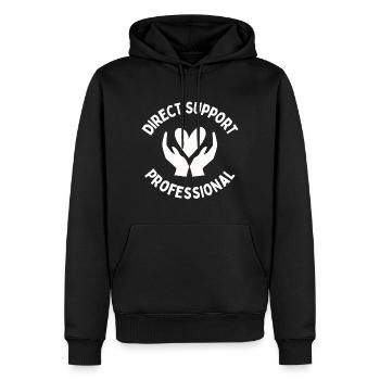 Direct Support Professional - Men’s Premium Organic Hoodie - black - Front - Nico (187cm)