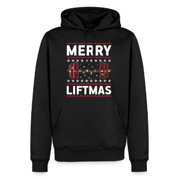 Weihnachts-Frohe Liftmas Gym Equipment Weihnachtsgeschenk - Männer Premium Bio Hoodie - Schwarz - Vorne - Nico (187cm)