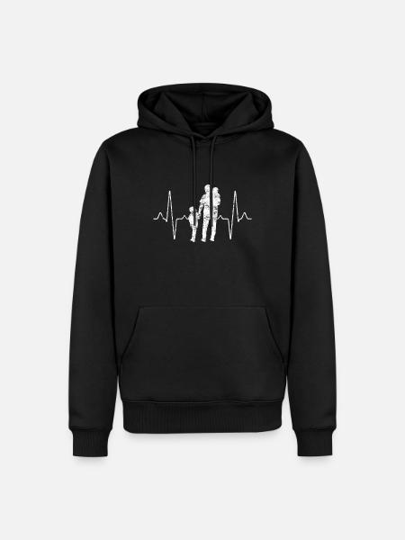 Familie Herzschlag - Männer Premium Bio Hoodie - Schwarz