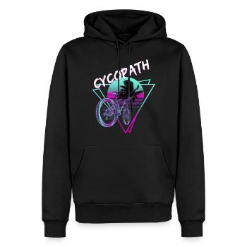 Retro Cycopath Fahrrad Synthwave - Männer Premium Bio Hoodie - Schwarz - Vorne - Nico (187cm)