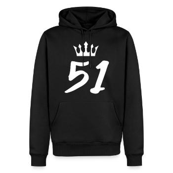 51 Zahl Krone - Männer Premium Bio Hoodie - Schwarz - Vorne - Nico (187cm)